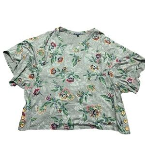 Democracy Plus Size 1x Multicolor Floral Blouse Button Detail Boho Loose Flowy